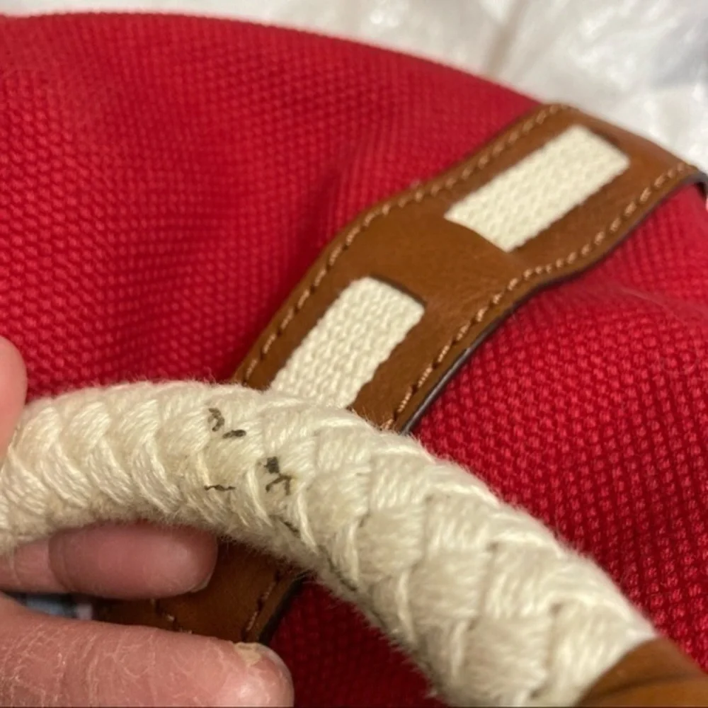 Michael kors red canvas sailing anchor tote bag